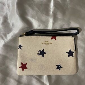 Coach Cream corner Wristlet with Red and Navy Stars Americana wristlet